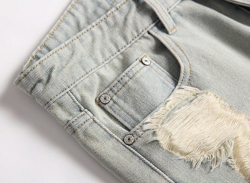 New Mid Waisted Men's Jean Shorts Men's Ripped Jeans Shorts