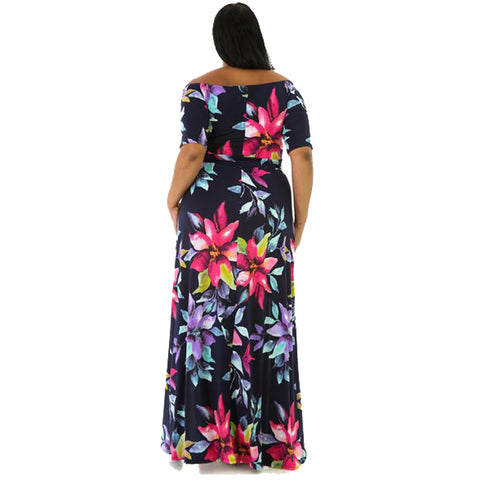 New Women's Fashion Printed Slit Long Maxi Dresses