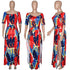 New Women's Fashion Printed Slit Long Maxi Dresses