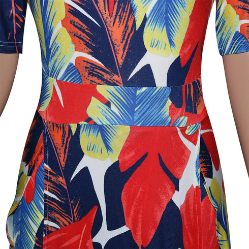 New Women's Fashion Printed Slit Long Maxi Dresses