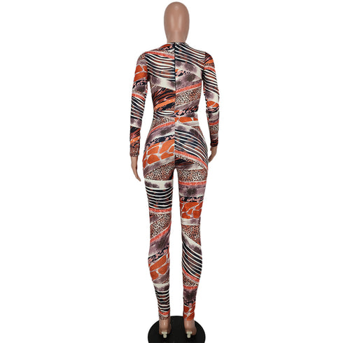 New Women's Sexy Hollowed-out Strap Printed Jumpsuits