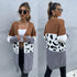 New Women's Stylish Leopard Patchwork Sweater Outwear