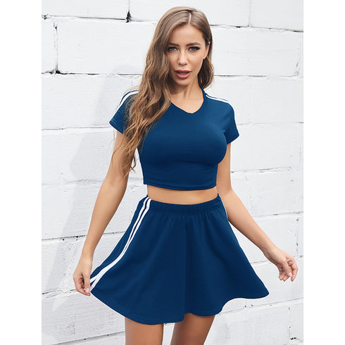 Newest Cute Women's T-shirt Skirt Suit Two Piece Outfits