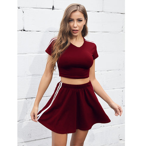 Newest Cute Women's T-shirt Skirt Suit Two Piece Outfits