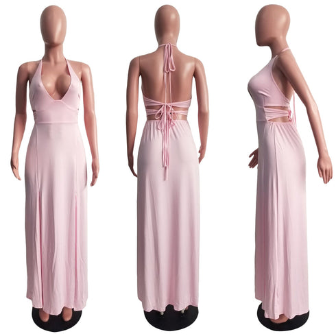 Newest Simple Women's Elegant Backless Maxi Dresses