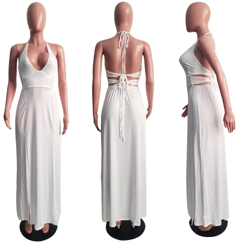 Newest Simple Women's Elegant Backless Maxi Dresses