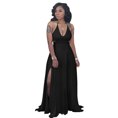 Newest Simple Women's Elegant Backless Maxi Dresses