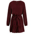 Newest Women's Long Sleeve V Neck Western Stylish Strappy Dress