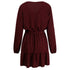 Newest Women's Long Sleeve V Neck Western Stylish Strappy Dress