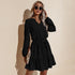 Newest Women's Long Sleeve V Neck Western Stylish Strappy Dress