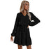 Newest Women's Long Sleeve V Neck Western Stylish Strappy Dress