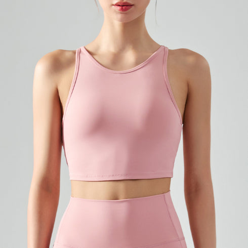 Newest Women's Running Fitness Crop Tank with Bra Pads