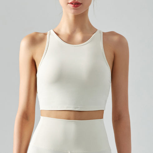 Newest Women's Running Fitness Crop Tank with Bra Pads