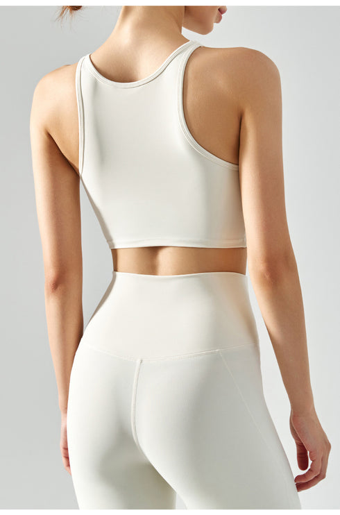 Newest Women's Running Fitness Crop Tank with Bra Pads