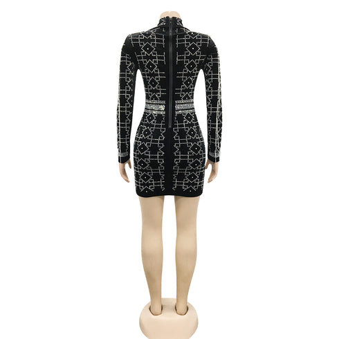 Nightclub Sexy Women's Chain Long Sleeve Dresses