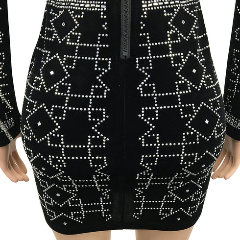 Nightclub Sexy Women's Chain Long Sleeve Dresses