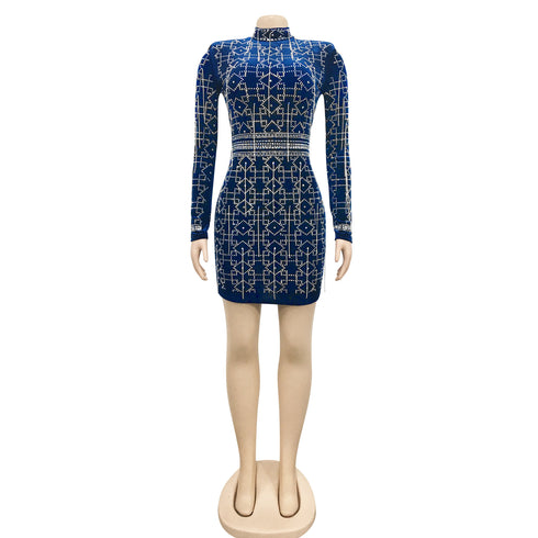 Nightclub Sexy Women's Chain Long Sleeve Dresses