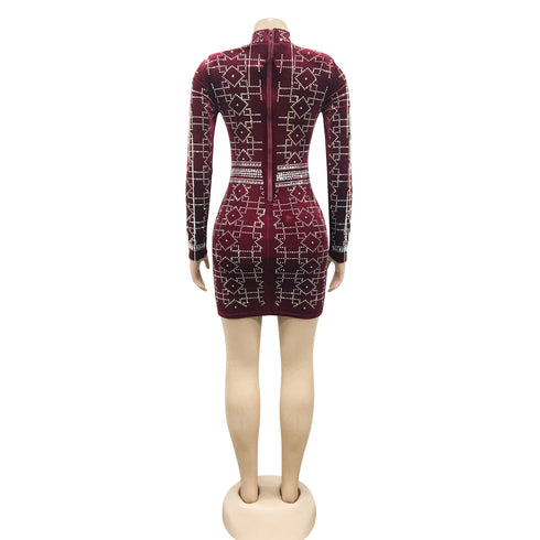 Nightclub Sexy Women's Chain Long Sleeve Dresses