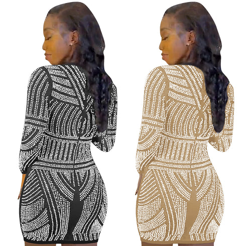 Nightclub Women's Round Collar Long Sleeve Dresses