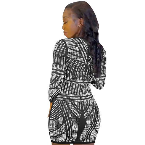 Nightclub Women's Round Collar Long Sleeve Dresses