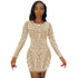 Nightclub Women's Round Collar Long Sleeve Dresses