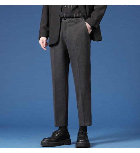 Relaxed Fit Pleated Dress Cropped Pants for Men