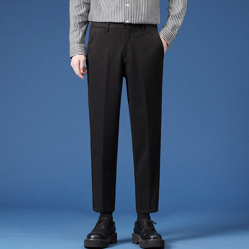 Relaxed Fit Pleated Dress Cropped Pants for Men