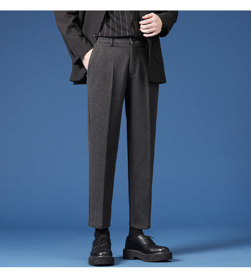 Relaxed Fit Pleated Dress Cropped Pants for Men