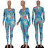 Ocean Pattern Printed Fit Slim Women's Two Piece Outfits