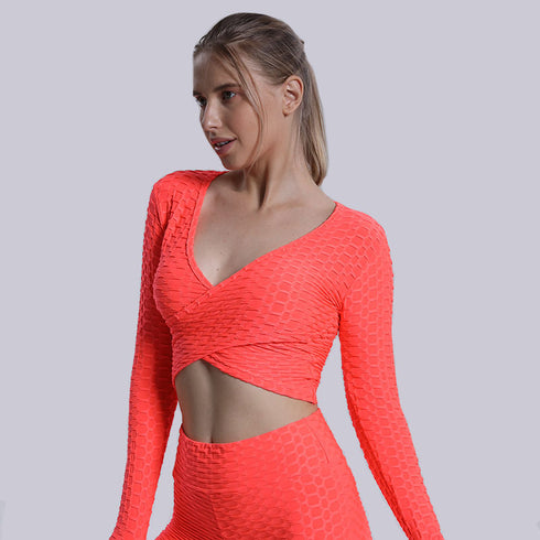 Outdoor Women's Fitness Long Sleeve Yoga Crop Tops