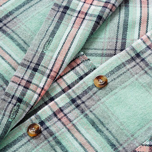 Plaid Hoodie Single Breasted Casual Shirt for Women