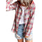 Plaid Hoodie Single Breasted Casual Shirt for Women