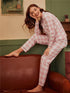 Plaid Print Button Sleepwear Women's Loungewear Pajama Sets
