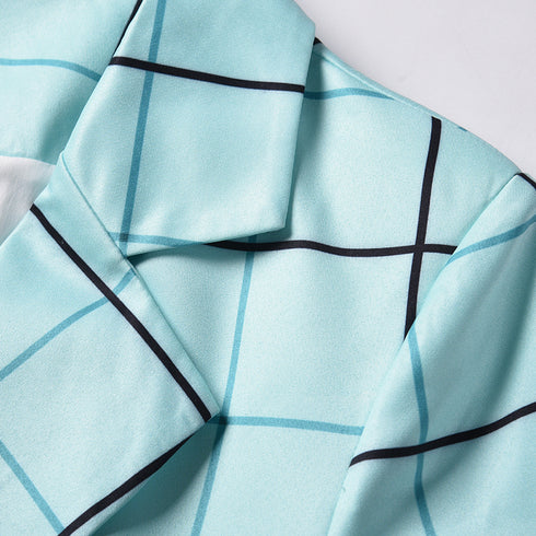 Plaid Women's Blazers Jackets Long Pant Two Piece Outfits