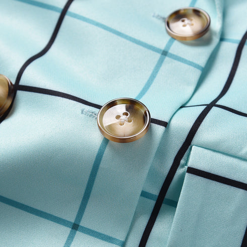 Plaid Women's Blazers Jackets Long Pant Two Piece Outfits