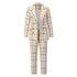 Plaid Women's Blazers Jackets Long Pant Two Piece Outfits