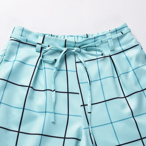 Plaid Women's Blazers Jackets Long Pant Two Piece Outfits