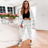Plaid Women's Blazers Jackets Long Pant Two Piece Outfits