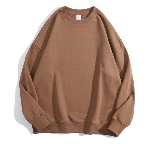 Crewneck Solid Casual Loose Pullover Unisex Sweatshirts