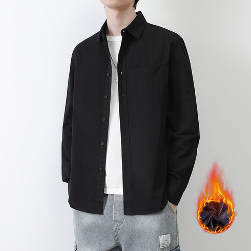 Plus Size Button Men's Long Sleeve Fleece Shirts