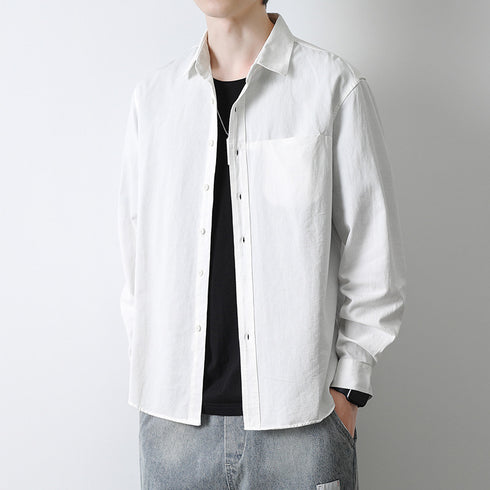 Plus Size Button Men's Long Sleeve Fleece Shirts