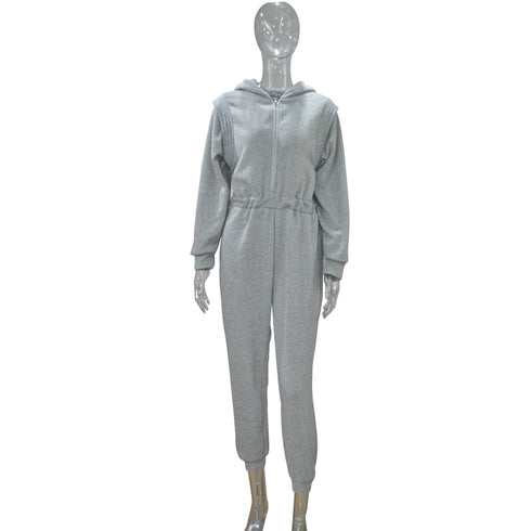 Plus Size Casual Women's Jogger Hoodie Jumpsuits