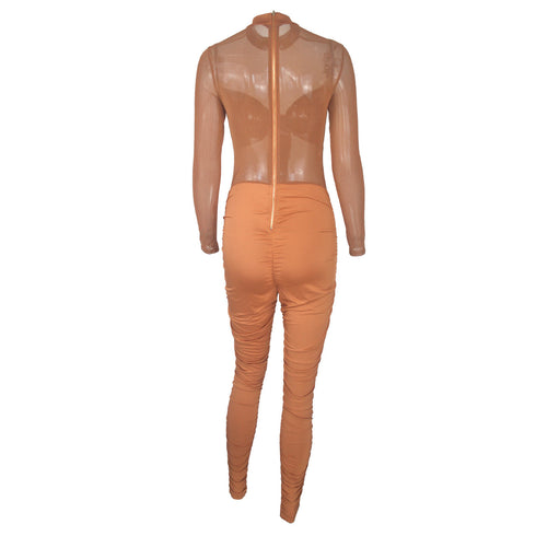 Plus Size Long Sleeves Stretchy Romper Women's Jumpsuits