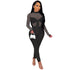 Plus Size Long Sleeves Stretchy Romper Women's Jumpsuits