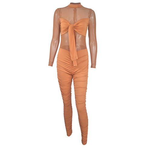 Plus Size Long Sleeves Stretchy Romper Women's Jumpsuits
