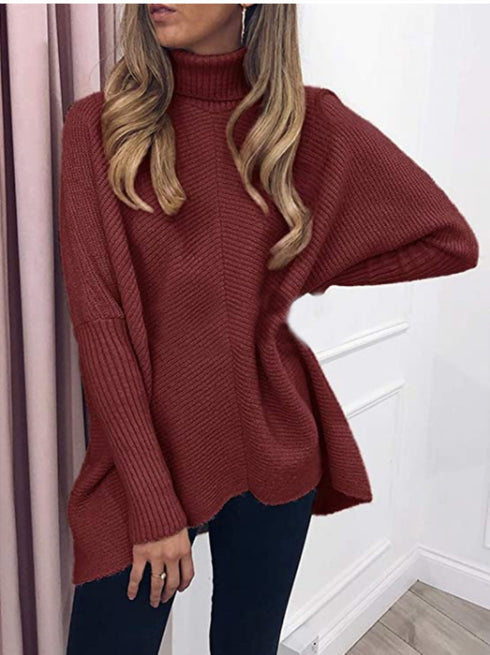 Plus Size Loose High Neck Sweater Women's Tops