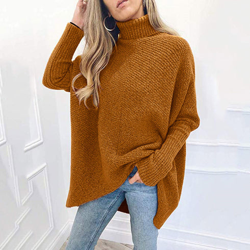 Plus Size Loose High Neck Sweater Women's Tops