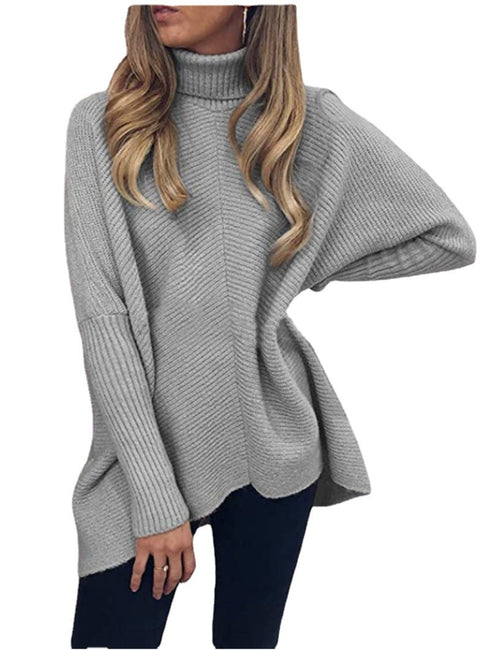 Plus Size Loose High Neck Sweater Women's Tops