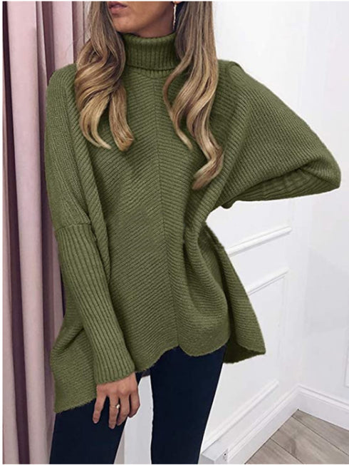 Plus Size Loose High Neck Sweater Women's Tops