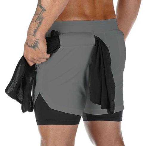 Plus Size Men's 2 in 1 Lightweight Workout Athletic Shorts